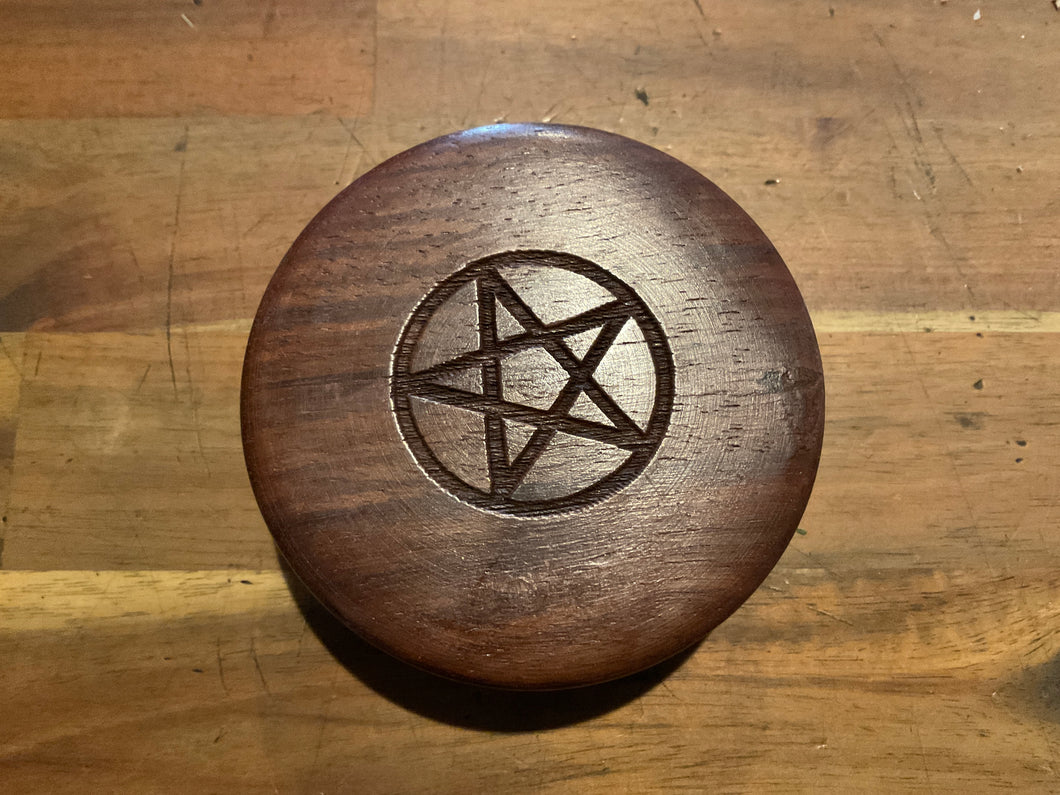 Pentagram Carved Wooden Herb Grinder