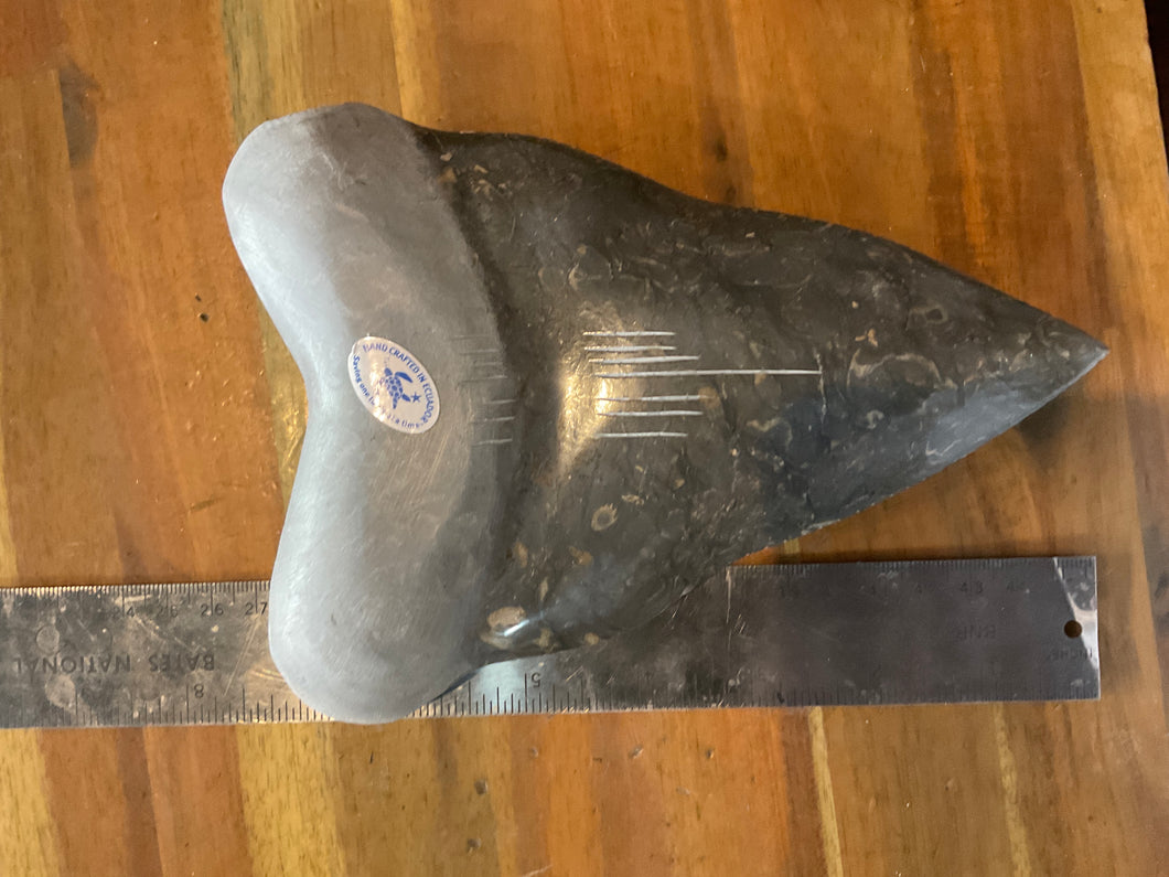 9” Marble Megaladon Tooth