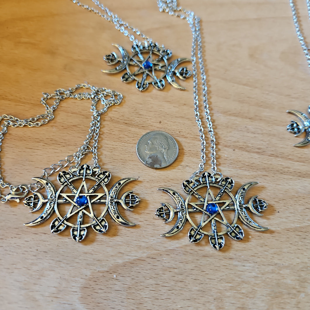 Vintage Pentagram Moon Necklace