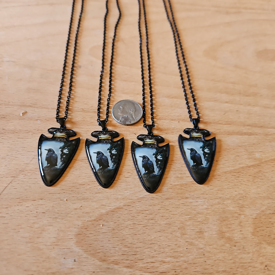 Raven Arrowhead Necklace