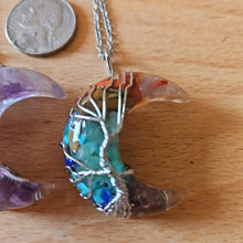Load image into Gallery viewer, Tree of life orgone stone moon necklace
