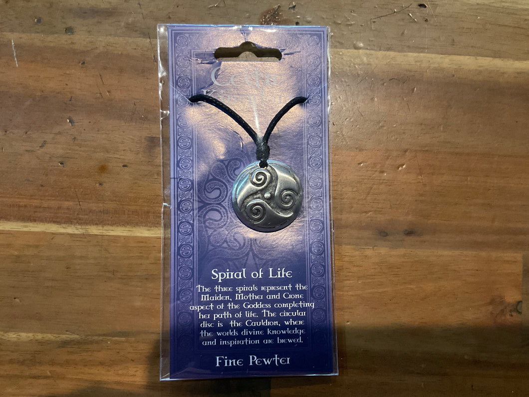 Spiral of Life Pewter Necklace