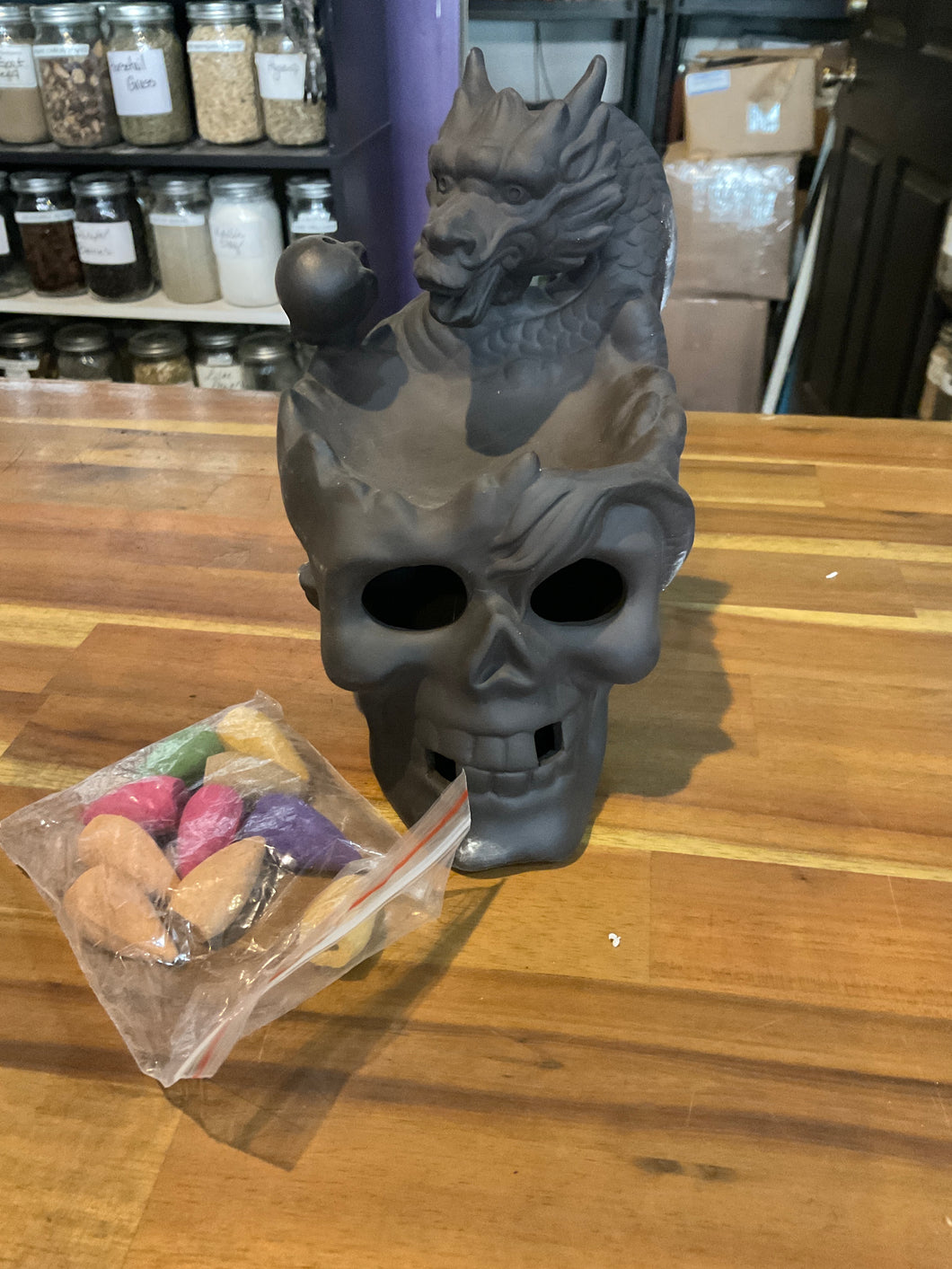 Skull Dragon Backflow Cone Burner