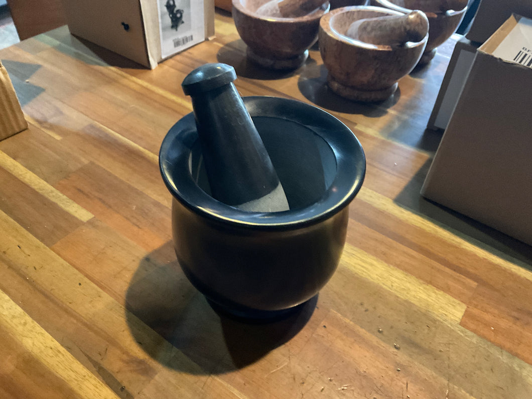 Black Soapstone Mortar & Pestle