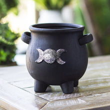 Load image into Gallery viewer, Triple Moon Cauldron Planter Pot
